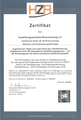 Zertifikat AZAV Zertifikat AZAV